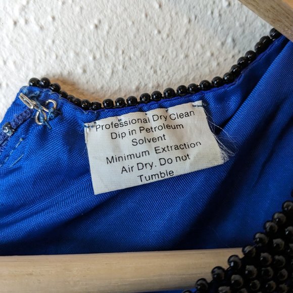 Vintage Stenay Blue Silk Sequined Top Size PL - Picture 4 of 7